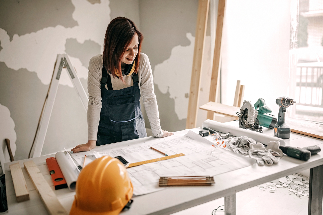 Woman renovating